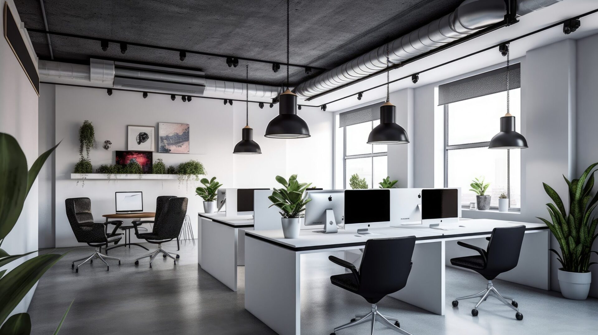 A Sleek, Industrial Style Office Setting refurbished by Transition Developments Ltd in Kent